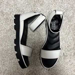 Franco Sarto Umbria Ankle Strap Lug Sole white sandals size 7.5